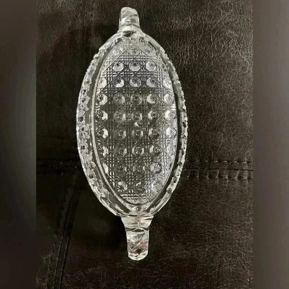 GUC IMPERIAL GLASS NUCUT PICKLE, CANDY, SAUCE DISH Clear Fancy Beautiful Unique - Picture 4 of 4